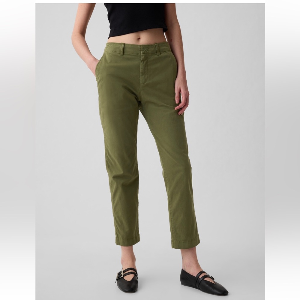 Gap Women Mid Rise Downtown Khakis army green size 14 - Picture 2 of 9
